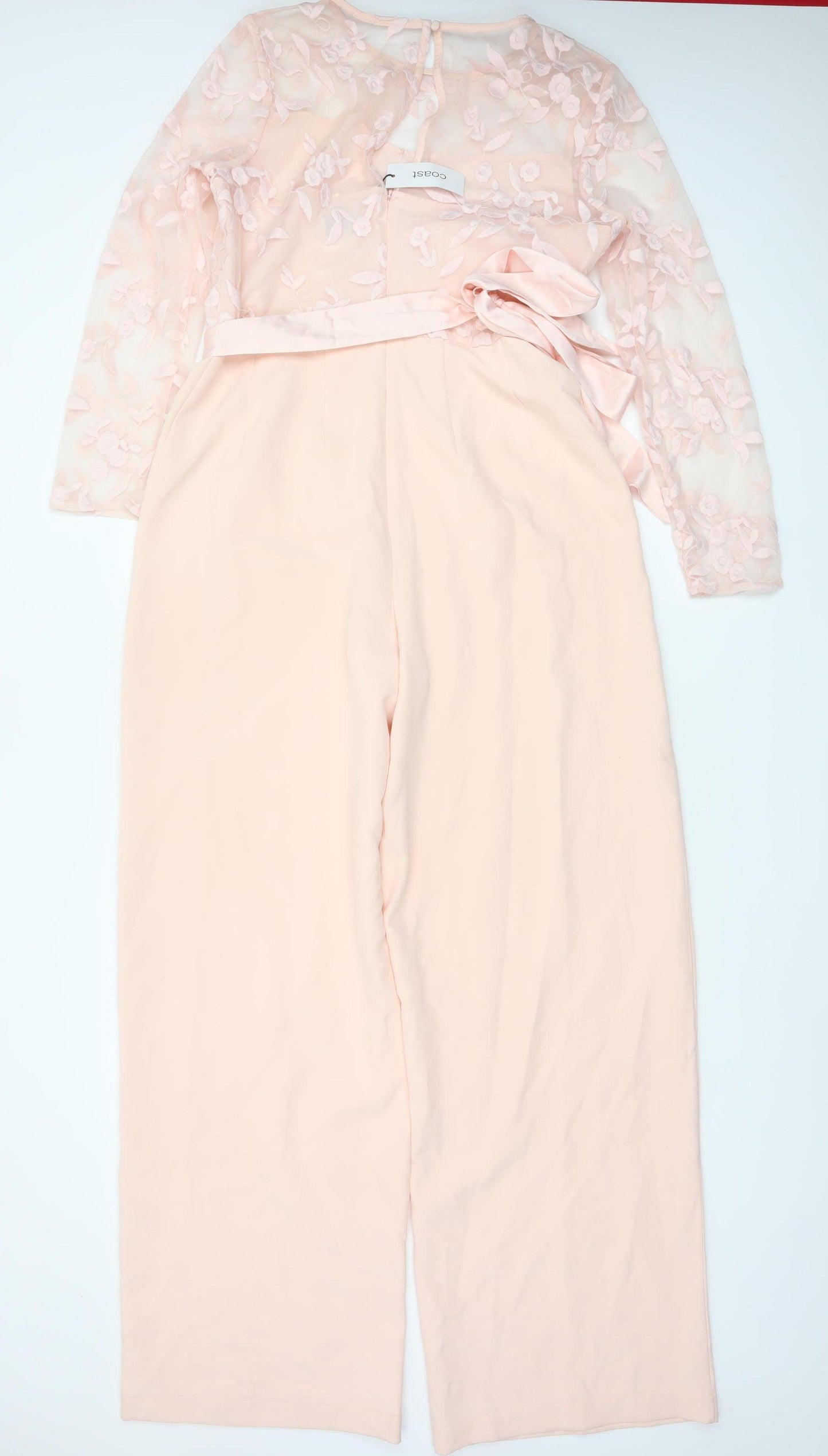 Coast Women Pink UK 14 Floral Lace Wide-Leg Occasion Jumpsuit