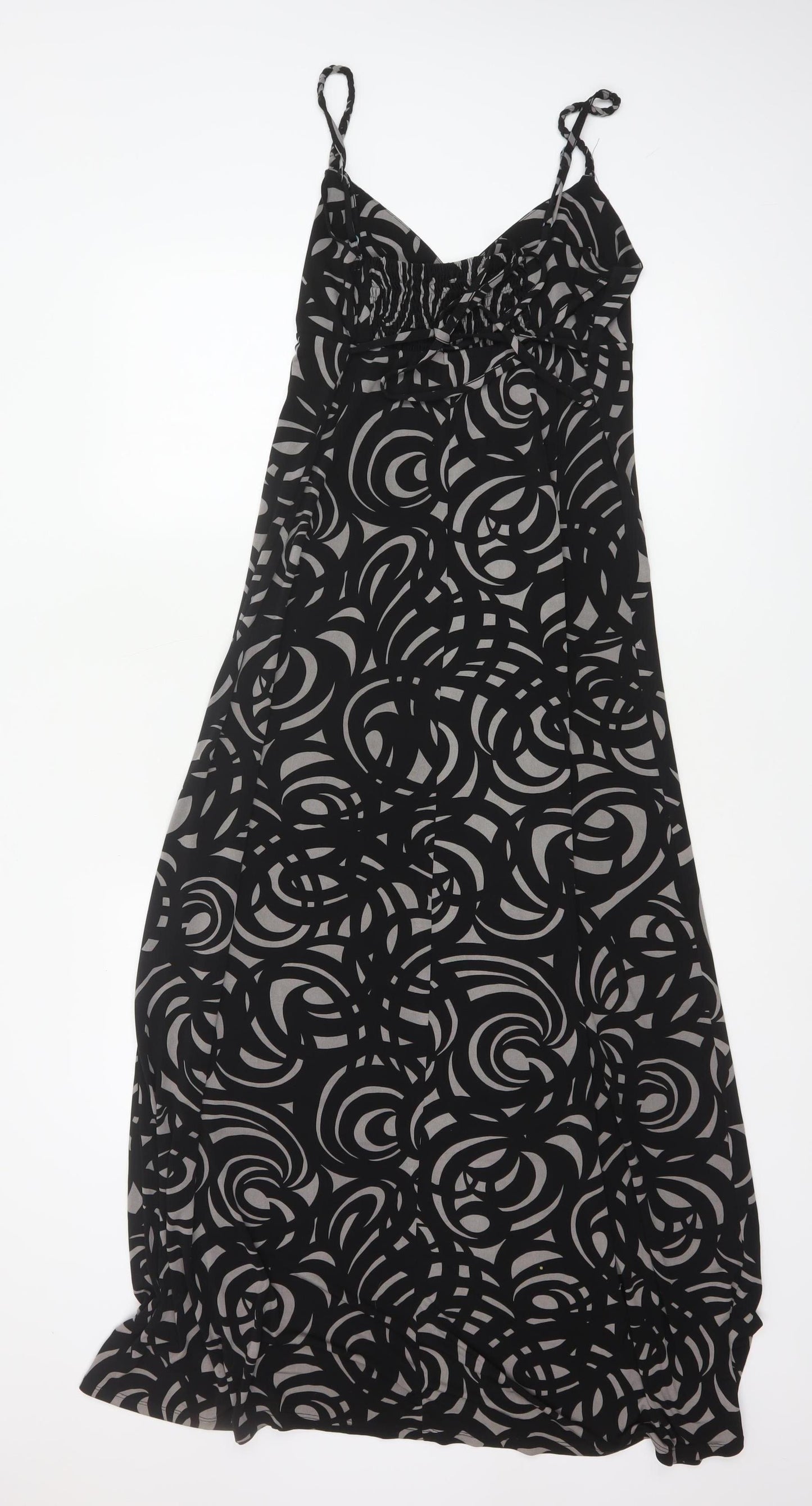 Jasper Conran Women Black Grey UK 10 Geometric Strappy Maxi Dress