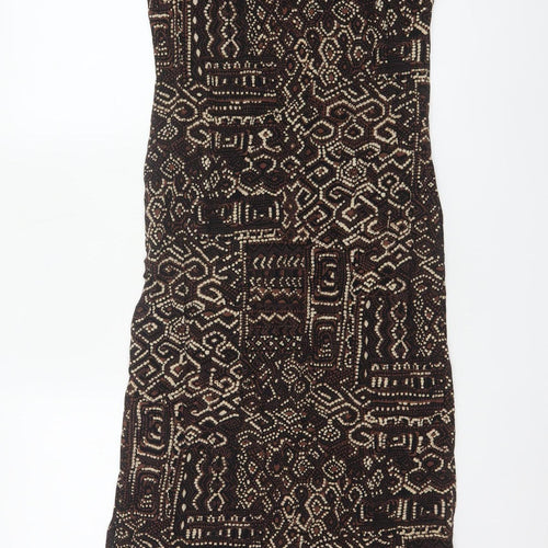 Debenhams Collection Women Brown Geometric UK 10 Long Maxi Dress