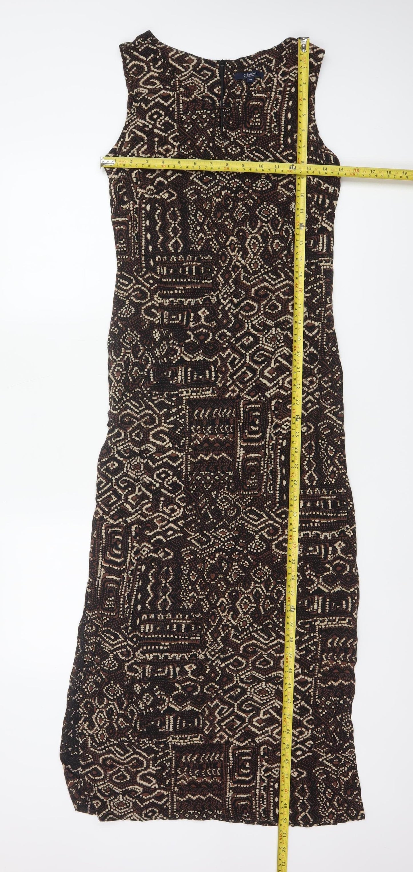 Debenhams Collection Women Brown Geometric UK 10 Long Maxi Dress
