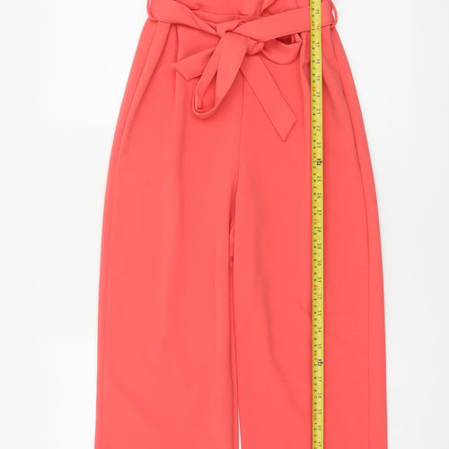 New Look Women Coral UK 8 Ruffle Belted Wide-Leg Jumpsuit