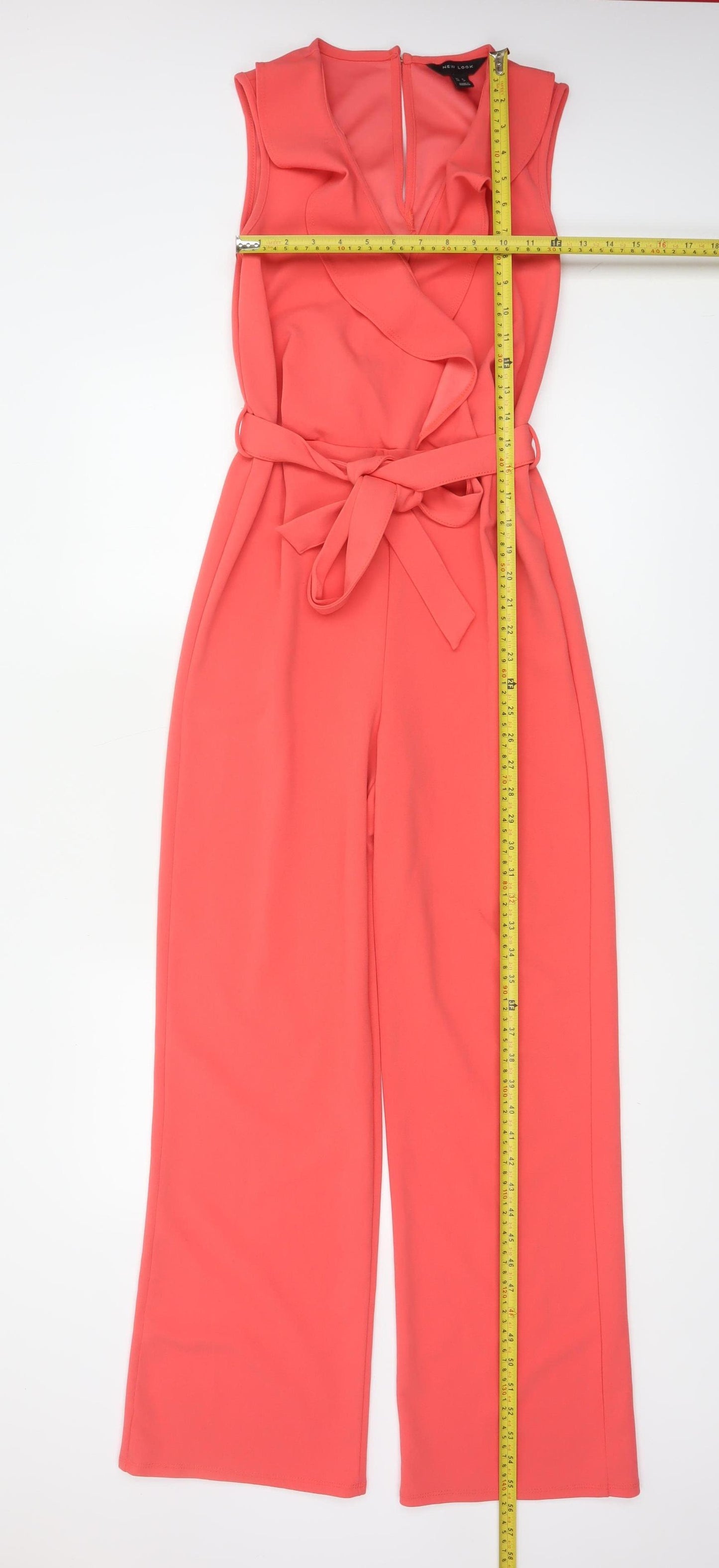 New Look Women Coral UK 8 Ruffle Belted Wide-Leg Jumpsuit