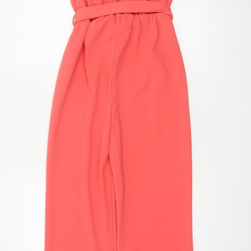 New Look Women Coral UK 8 Ruffle Belted Wide-Leg Jumpsuit