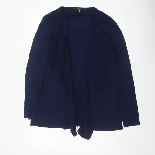 Lipsy Women Blue UK 14 Wrap Tie Front Long Sleeve Jersey Blouse