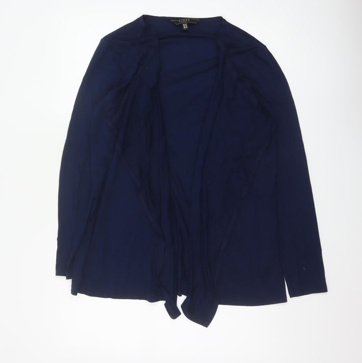 Lipsy Women Blue UK 14 Wrap Tie Front Long Sleeve Jersey Blouse