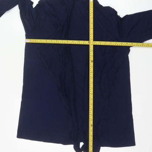 Lipsy Women Blue UK 14 Wrap Tie Front Long Sleeve Jersey Blouse