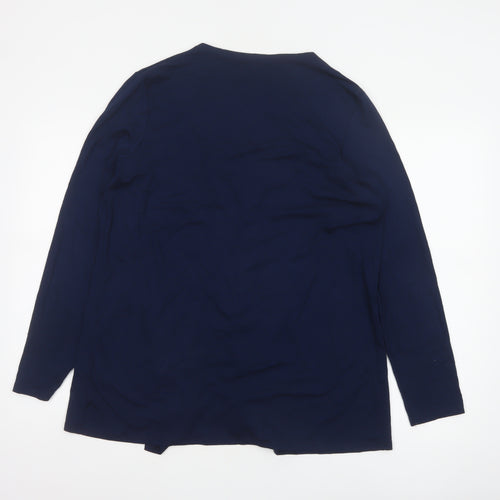 Lipsy Women Blue UK 14 Wrap Tie Front Long Sleeve Jersey Blouse
