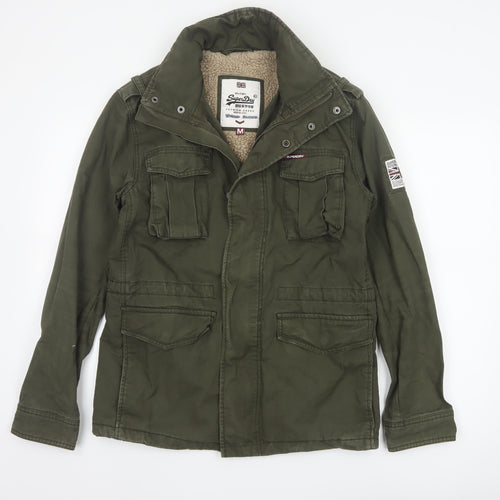 Superdry Mens Green M Military Jacket Cotton Lined Hooded