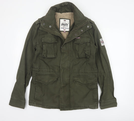 Superdry Mens Green M Military Jacket Cotton Lined Hooded