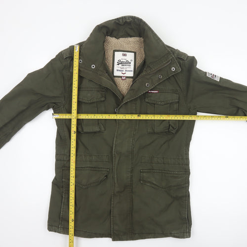 Superdry Mens Green M Military Jacket Cotton Lined Hooded