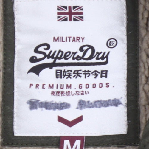 Superdry Mens Green M Military Jacket Cotton Lined Hooded