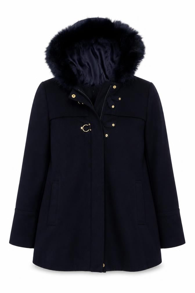 The Collection Debenhams Women’s Navy Blue Size 14 Faux Fur Parka Coat