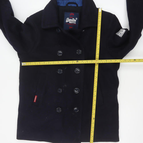 Superdry Men’s Navy XL Wool Blend Double Breasted Pea Coat