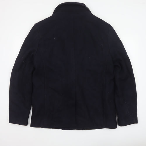 Superdry Men’s Navy XL Wool Blend Double Breasted Pea Coat