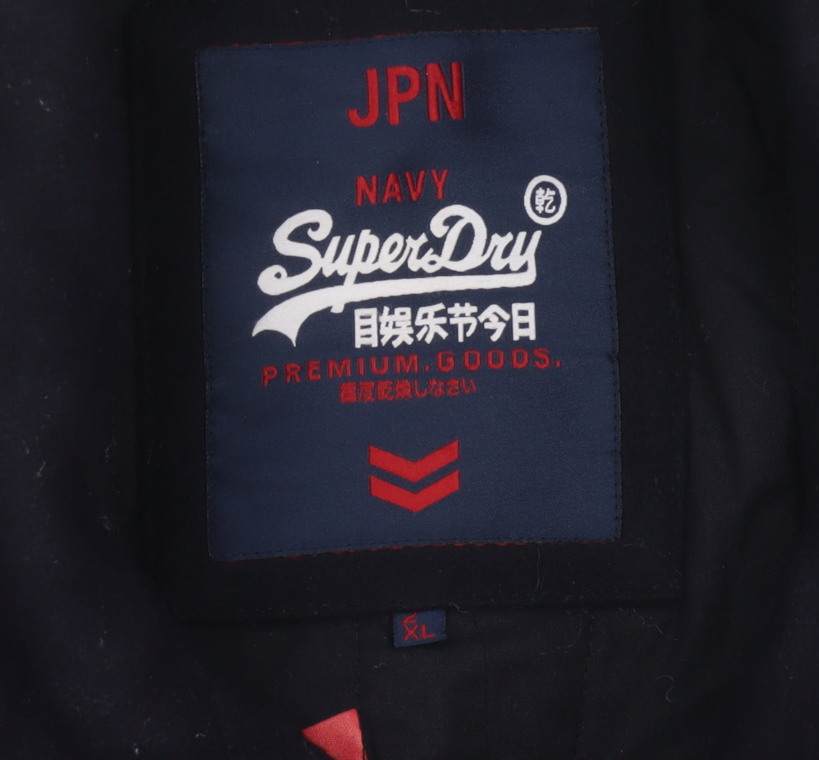 Superdry Men’s Navy XL Wool Blend Double Breasted Pea Coat