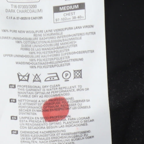 Marks and Spencer Men Grey M Pure Wool Water Resistant Overcoat