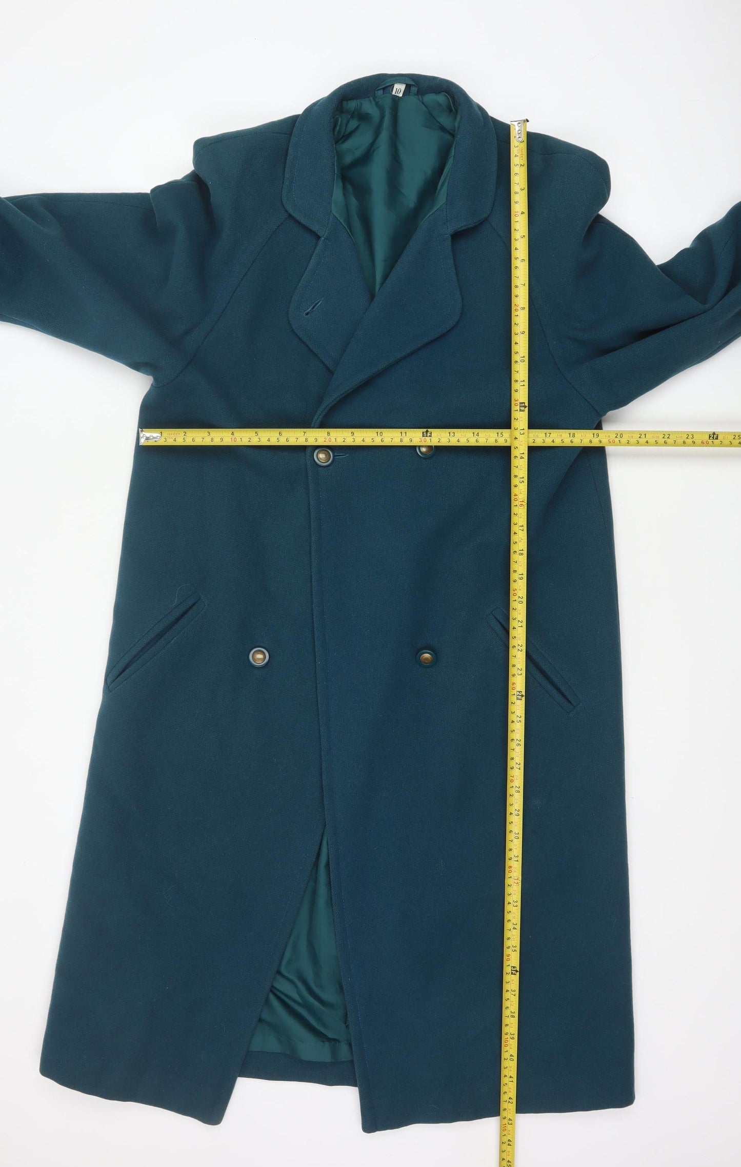 Edinburgh Women’s Teal Blue UK 10 Pure New Wool Long Overcoat