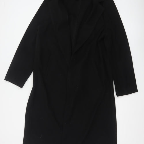 New Look Women’s Black UK 14 Long Open Overcoat Collared