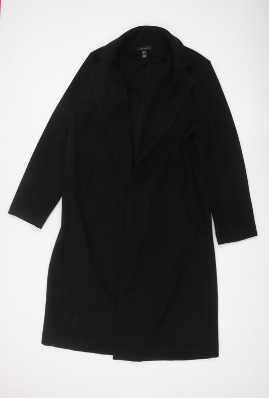 New Look Women’s Black UK 14 Long Open Overcoat Collared