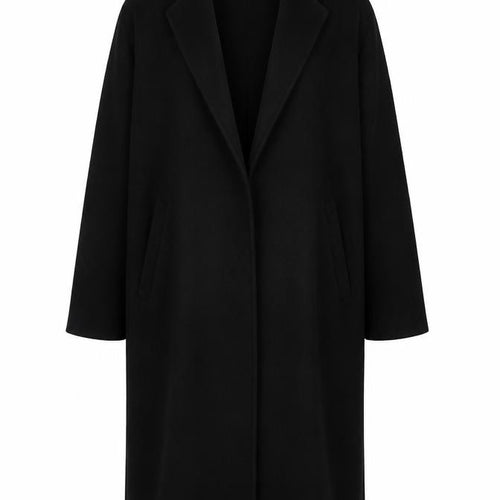New Look Women’s Black UK 14 Long Open Overcoat Collared