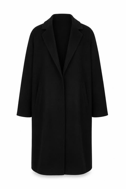New Look Women’s Black UK 14 Long Open Overcoat Collared