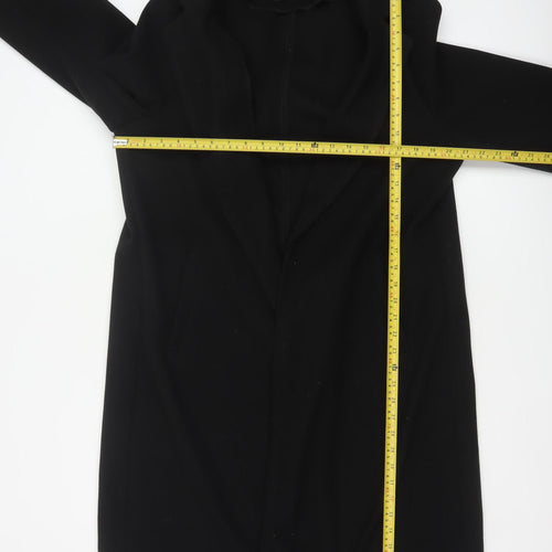 New Look Women’s Black UK 14 Long Open Overcoat Collared