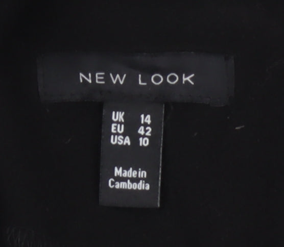 New Look Women’s Black UK 14 Long Open Overcoat Collared