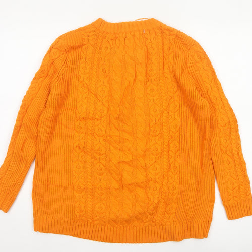 Holly & Whyte Women Orange S Cable Knit Crew Neck Jumper