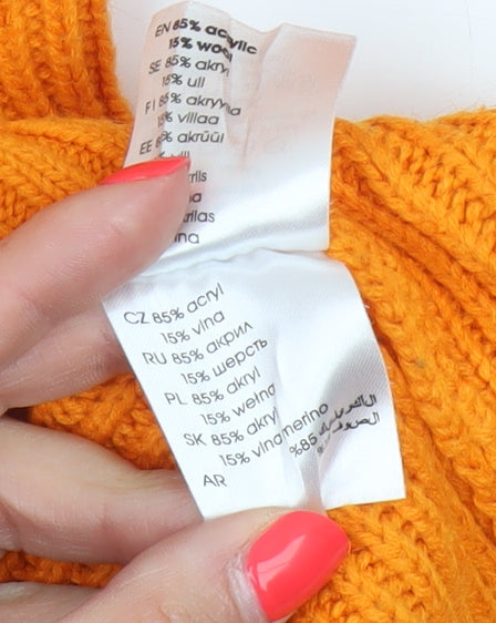 Holly & Whyte Women Orange S Cable Knit Crew Neck Jumper
