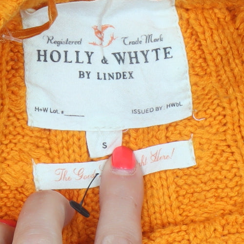 Holly & Whyte Women Orange S Cable Knit Crew Neck Jumper