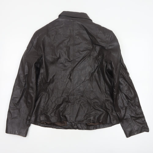 Windsmoor Women Brown Leather Zip Basic Jacket Size 14