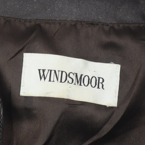 Windsmoor Women Brown Leather Zip Basic Jacket Size 14