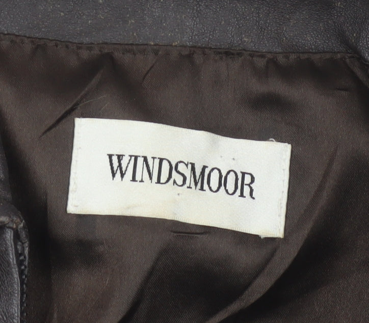 Windsmoor Women Brown Leather Zip Basic Jacket Size 14