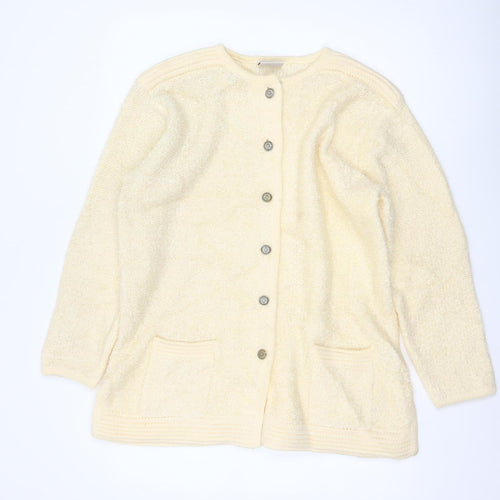 Poppy Women’s Beige Size 16 Button Up Knit Cardigan Pockets