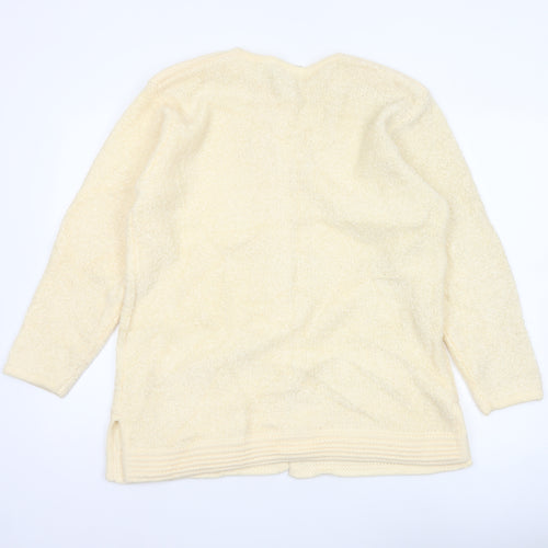 Poppy Women’s Beige Size 16 Button Up Knit Cardigan Pockets