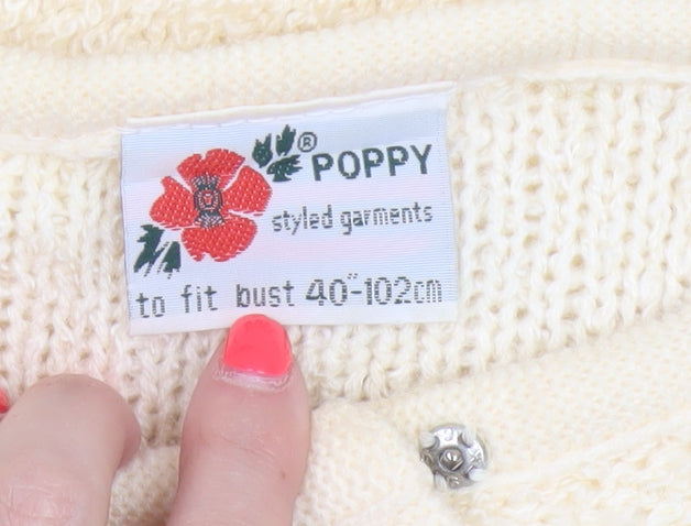 Poppy Women’s Beige Size 16 Button Up Knit Cardigan Pockets