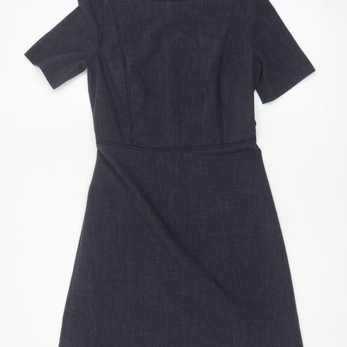 Next Women Navy UK 8 A-Line Knee Length Workwear Dress Short Sleeve