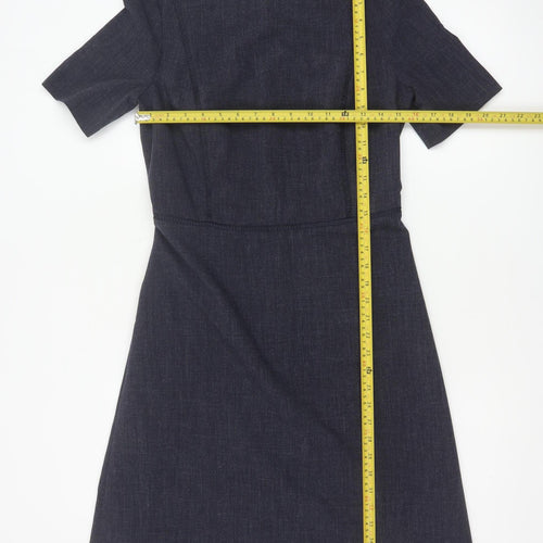 Next Women Navy UK 8 A-Line Knee Length Workwear Dress Short Sleeve