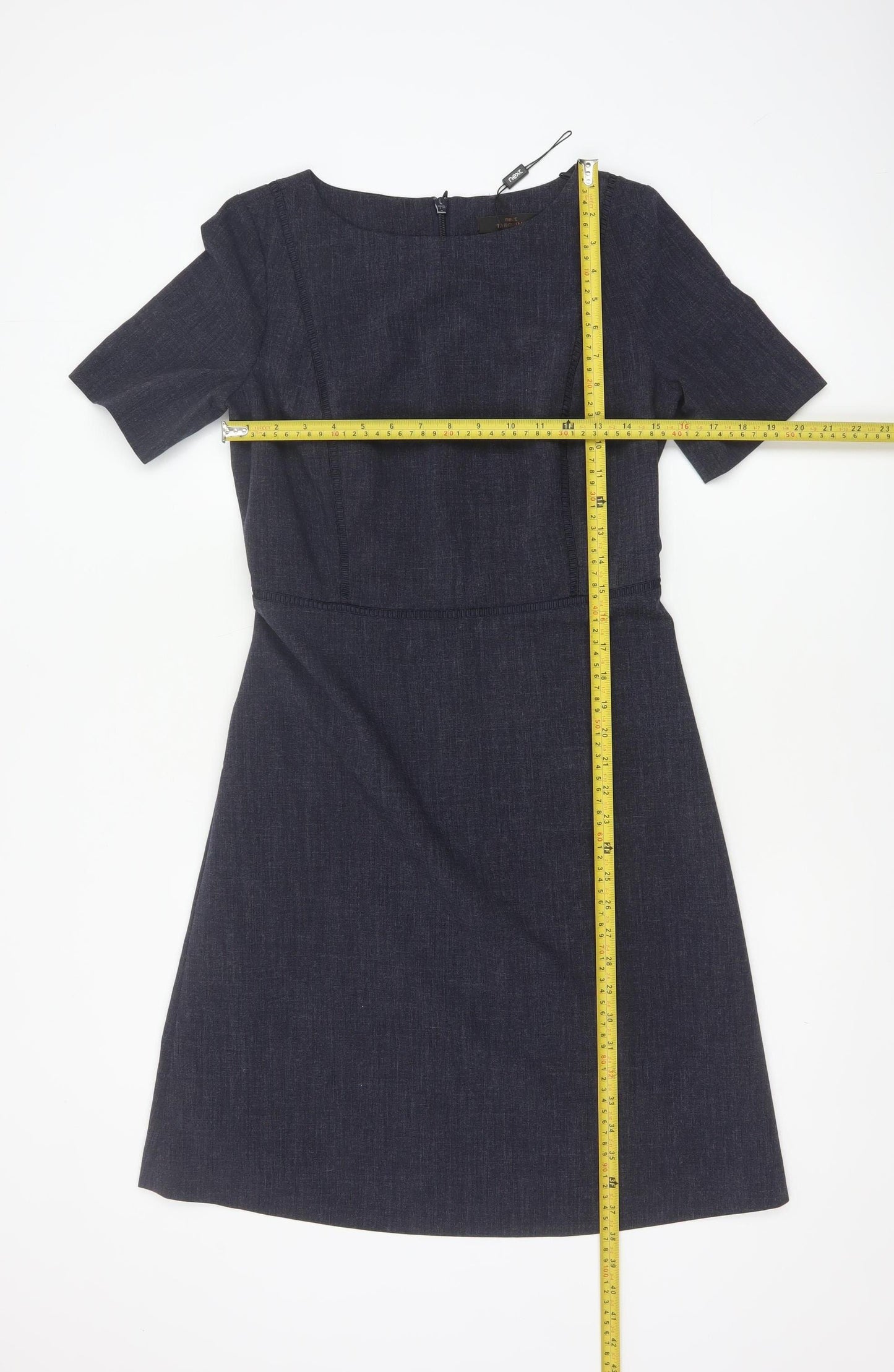 Next Women Navy UK 8 A-Line Knee Length Workwear Dress Short Sleeve