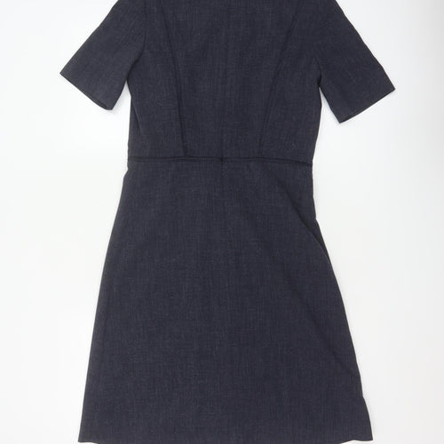 Next Women Navy UK 8 A-Line Knee Length Workwear Dress Short Sleeve