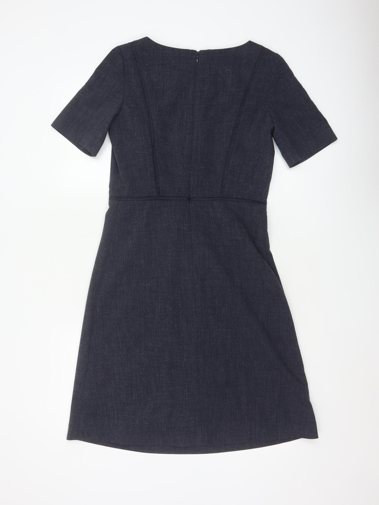 Next Women Navy UK 8 A-Line Knee Length Workwear Dress Short Sleeve