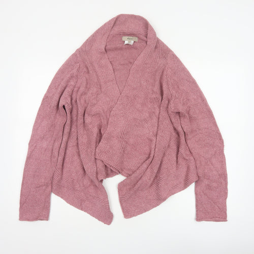 Kew Women’s Pink L Open Wrap Cardigan Cotton Acrylic Cable Knit