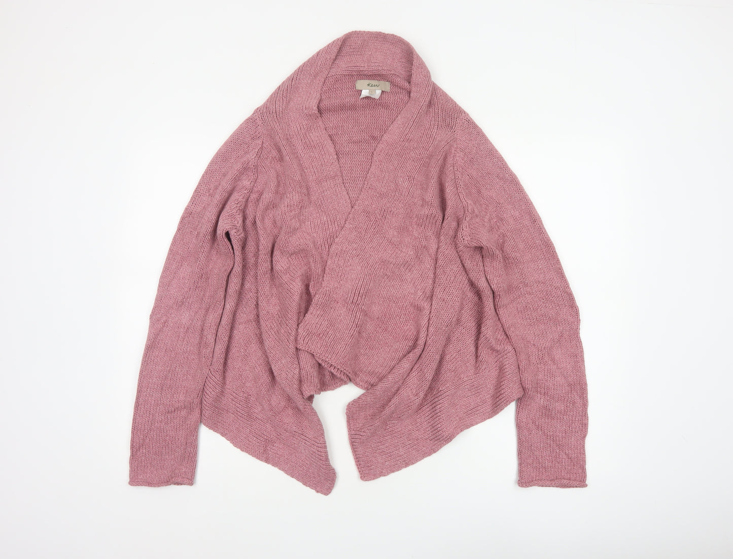 Kew Women’s Pink L Open Wrap Cardigan Cotton Acrylic Cable Knit