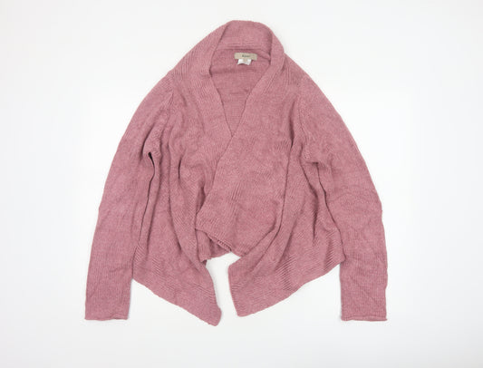 Kew Women’s Pink L Open Wrap Cardigan Cotton Acrylic Cable Knit