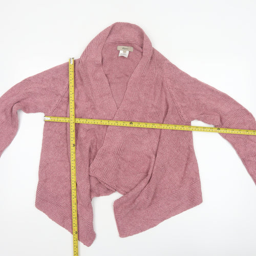 Kew Women’s Pink L Open Wrap Cardigan Cotton Acrylic Cable Knit