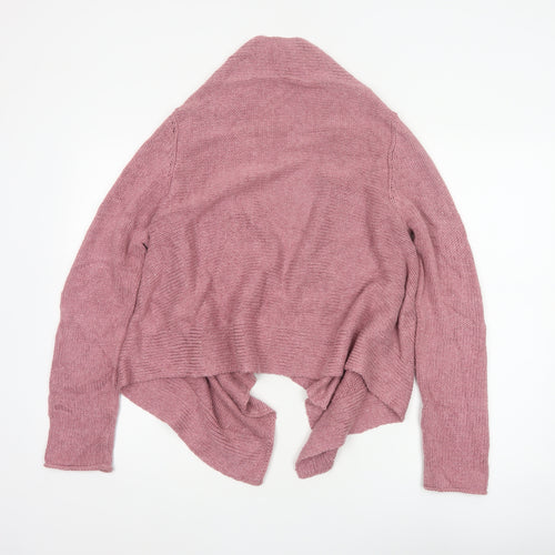 Kew Women’s Pink L Open Wrap Cardigan Cotton Acrylic Cable Knit
