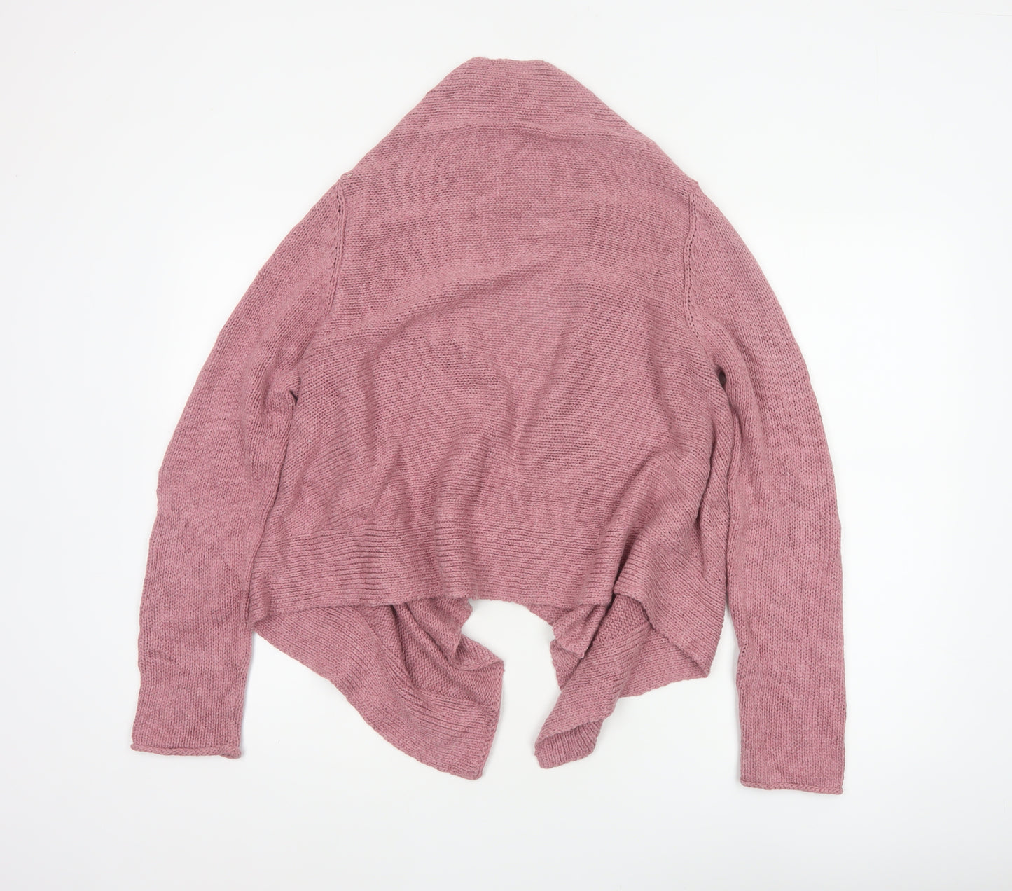 Kew Women’s Pink L Open Wrap Cardigan Cotton Acrylic Cable Knit