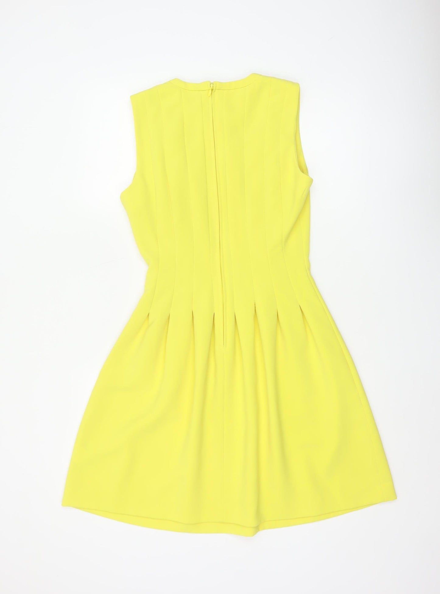 H&M Women Yellow UK 8 Fit & Flare Knee Length Pleated Dress