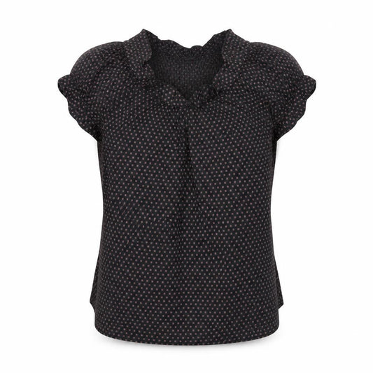 French Connection Women’s Black Floral Ruffle Puff Sleeve Blouse Size 8