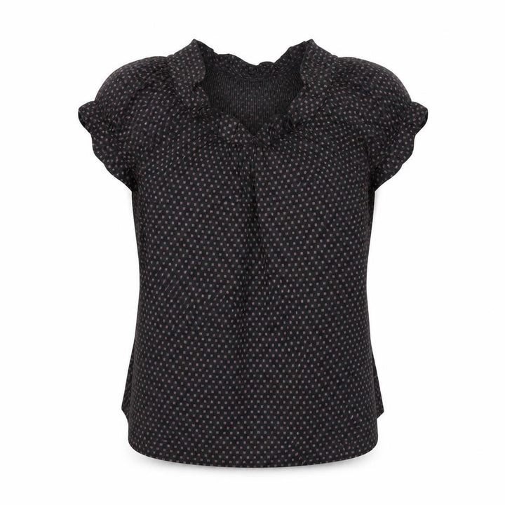 French Connection Women’s Black Floral Ruffle Puff Sleeve Blouse Size 8